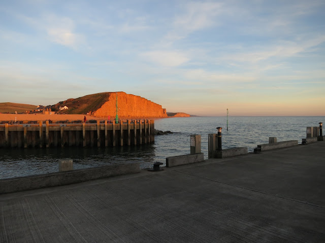 Golden light on gold cliffs at West Bay, Dorset.