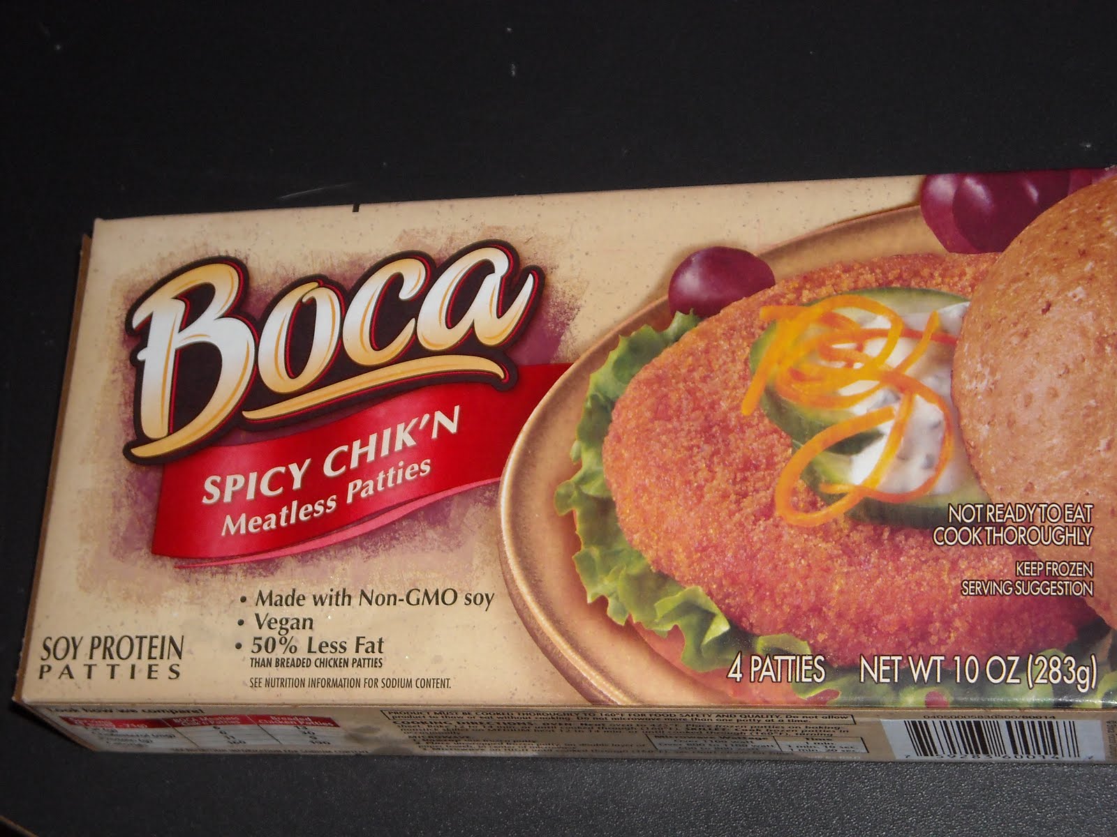 vegan ikwe Review Chicken Boca Spicy Chik'n Meatless Patties