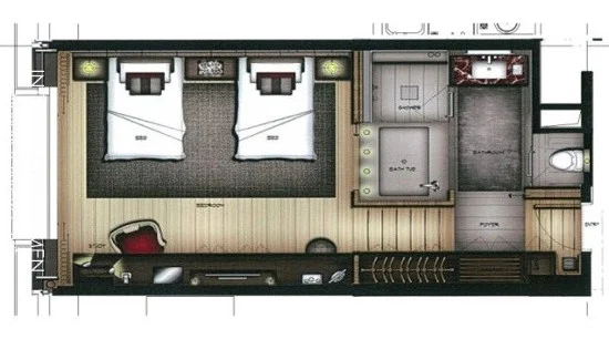 denah perabot rumah mungil minimalis