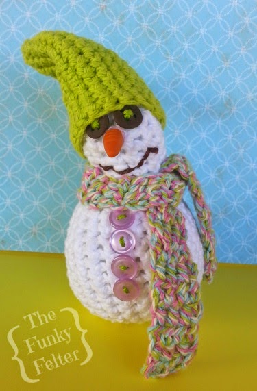 Quick and easy free crochet snowman pattern by the funky felter