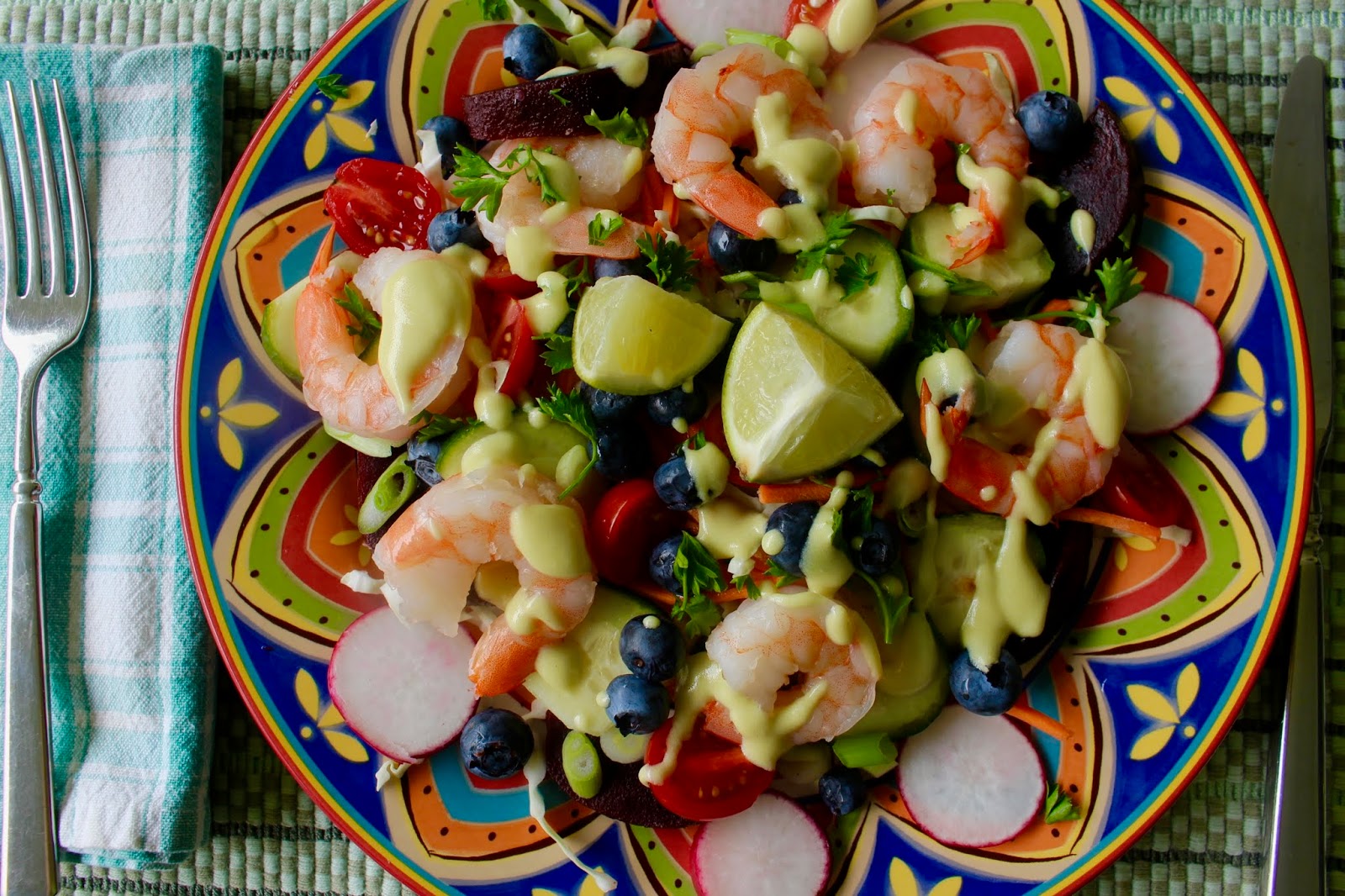 Shrimp Chef Salad with Wasabi Mustard Dressing