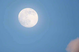moon, blue sky, white cloud