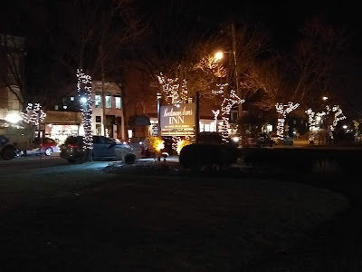 The town of Rhinebeck, New York all lit up for the holidays