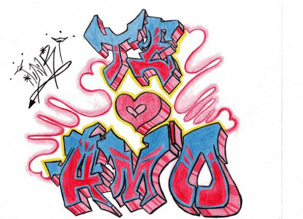 Six Picture of Graffiti Te Amo for Valentine Day.