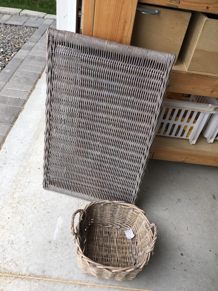 White Wood Swedish basket makeover with tutorial