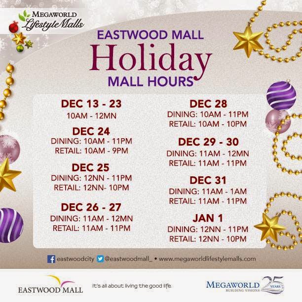 Eastwood Mall Hours Schedule Christmas 2014