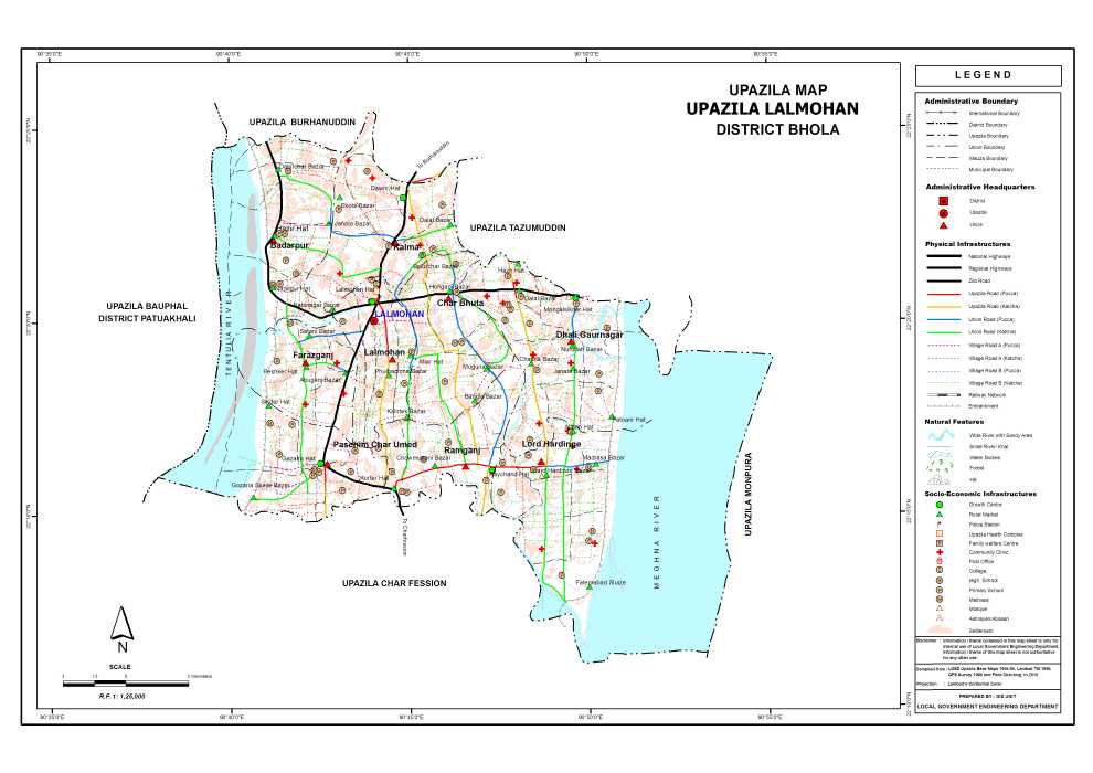 Lalmohan Upazila Map Bhola District Bangladesh