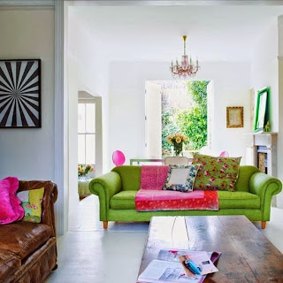 sala sofá color verde