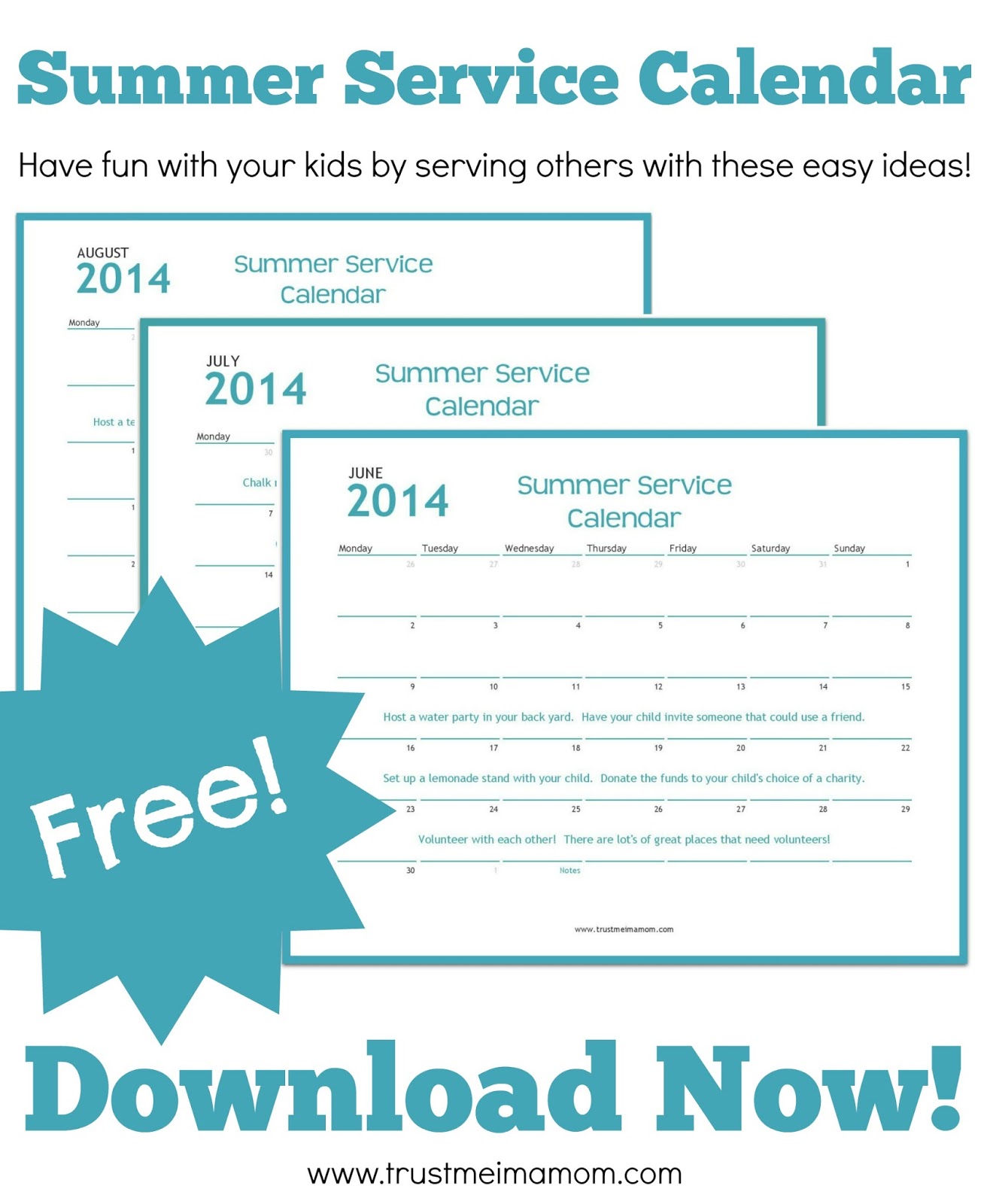 Download a free Summer Service Advent Calendar filled with easy ideas for how you can serve with your kids this Summer!