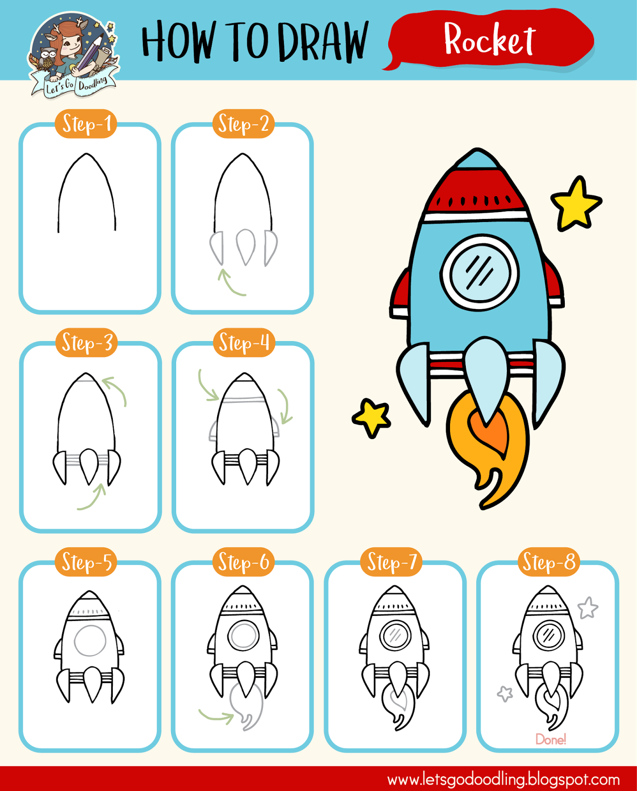 How To Draw Space Rocket Easy Step By Step Drawing Tutorial