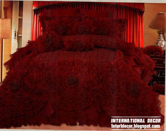 Royal red bedspreads luxurious models 2014