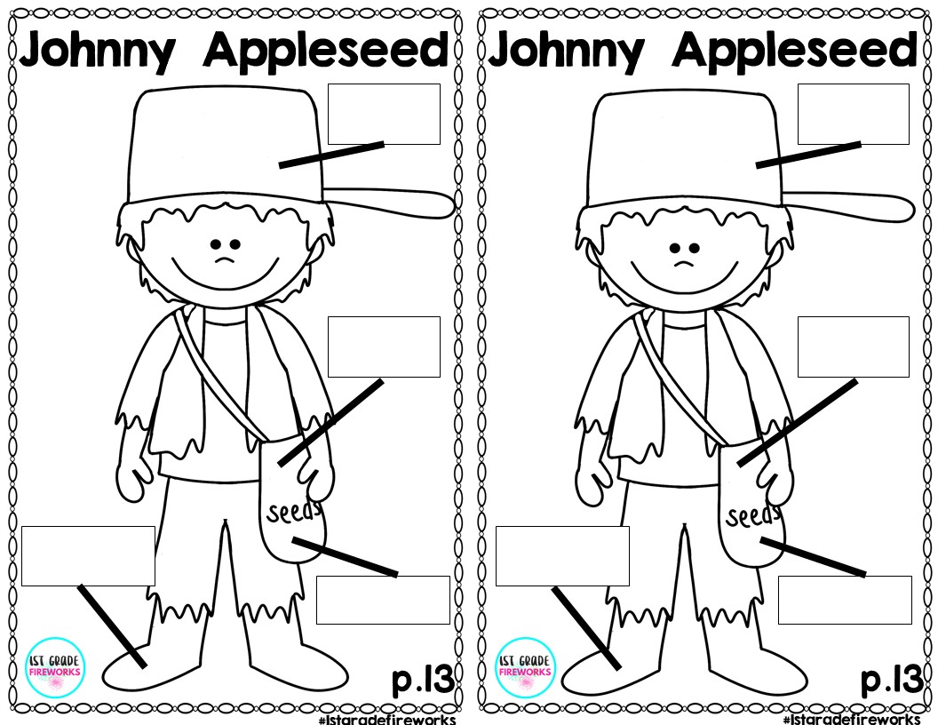 worksheet Johnny Appleseed Worksheets 1st grade fireworks johnny appleseeds birthday gift to you they are 2 a page copy cut apart collate staple