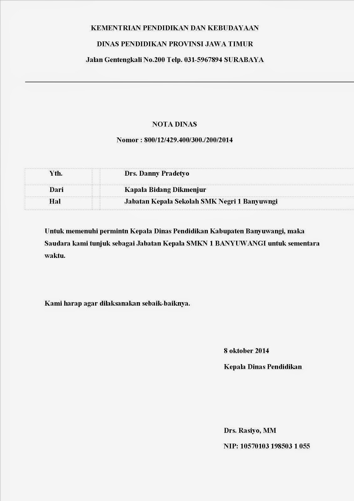 Surat Nota Dinas Polri