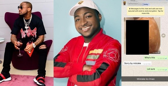 Davido leaks the nude picture a female fan sent to him on Whatsapp