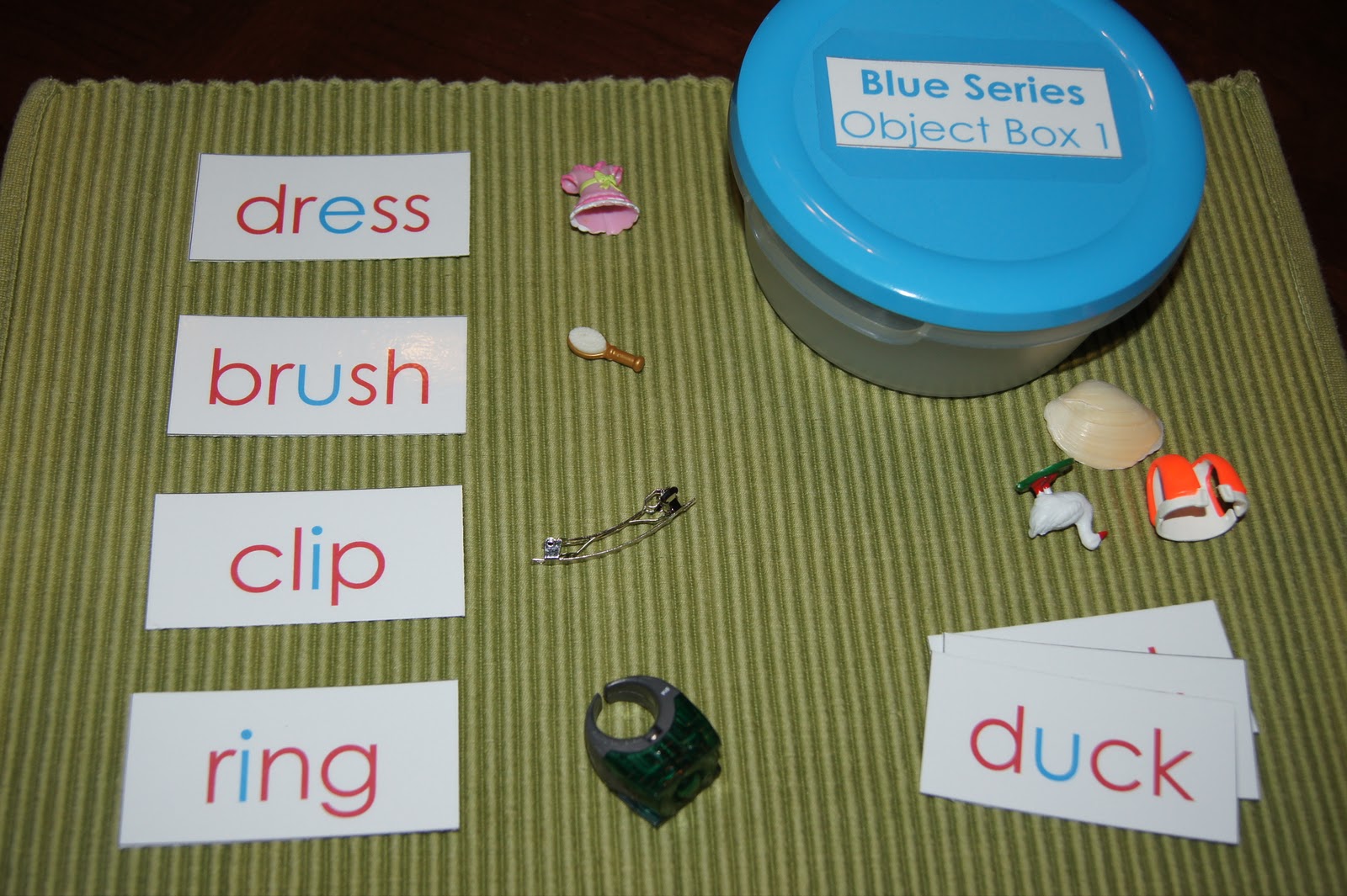 Object Series. Montessori Grammar symbols. Object box