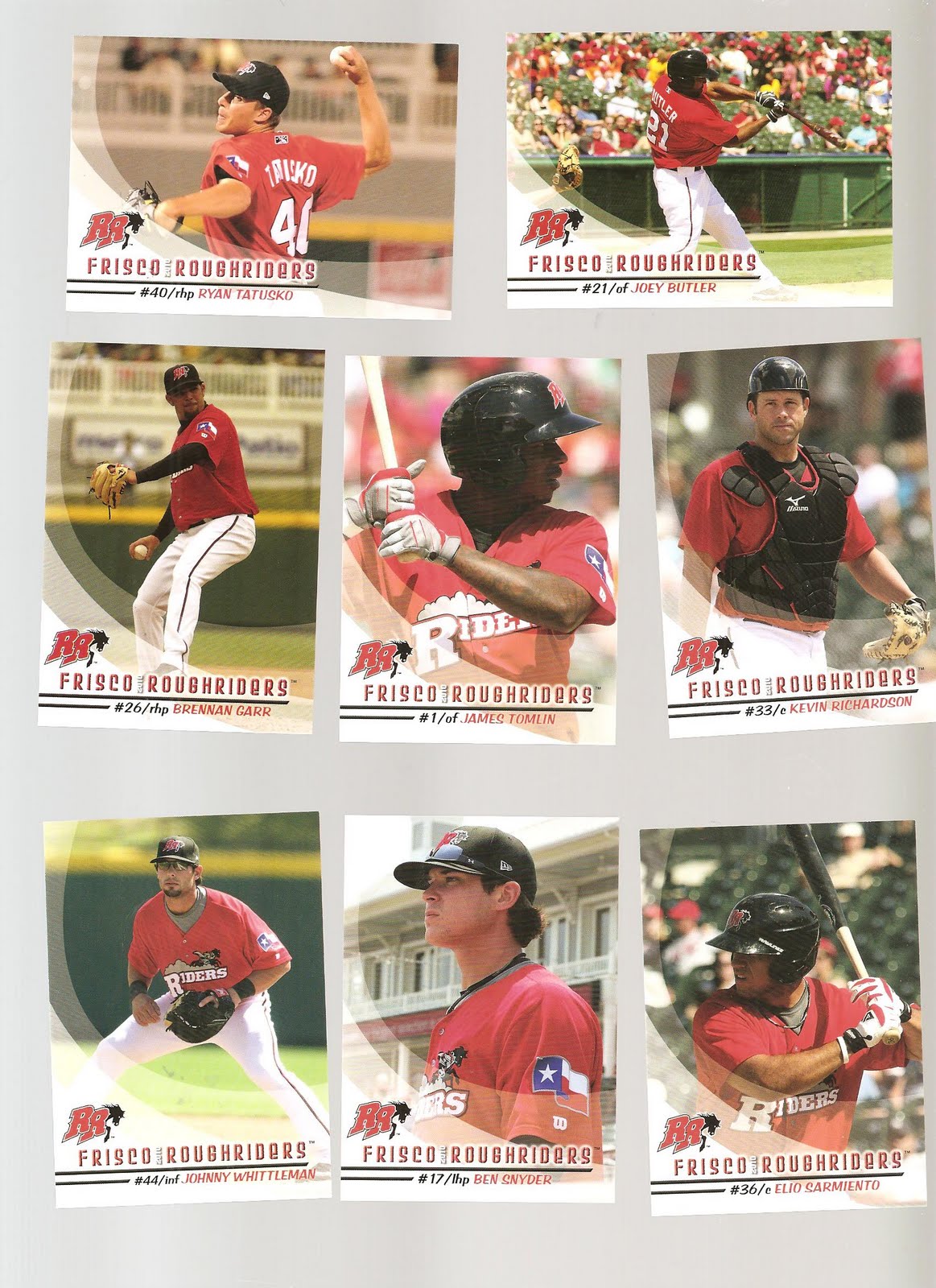 JS Sports Cards 2010 Frisco Roughriders Baseball Cards