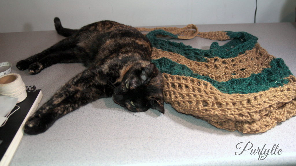 crochet string bag in need of repair