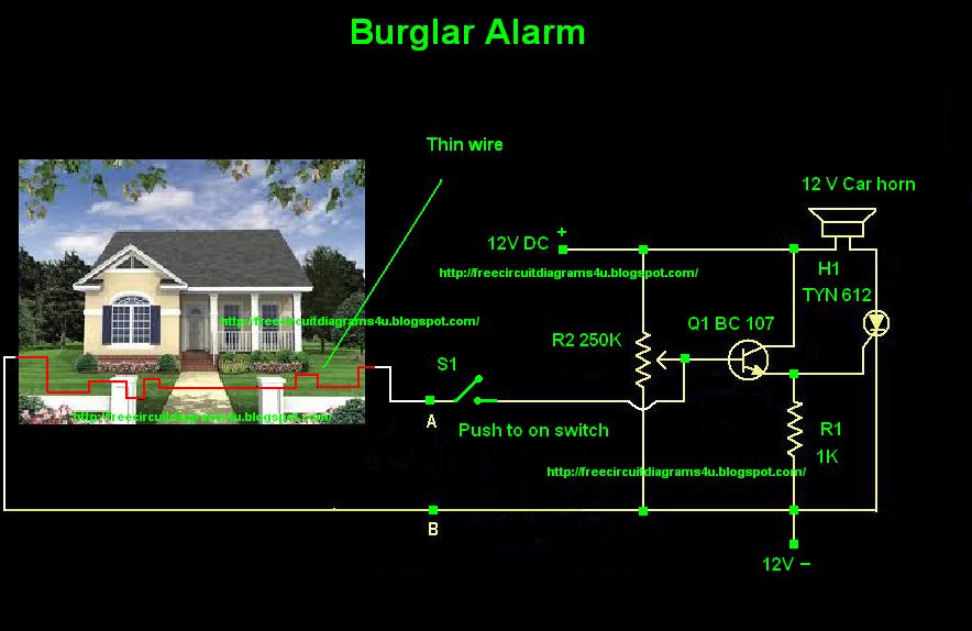 FREE CIRCUIT DIAGRAMS 4U: Burglar alarm