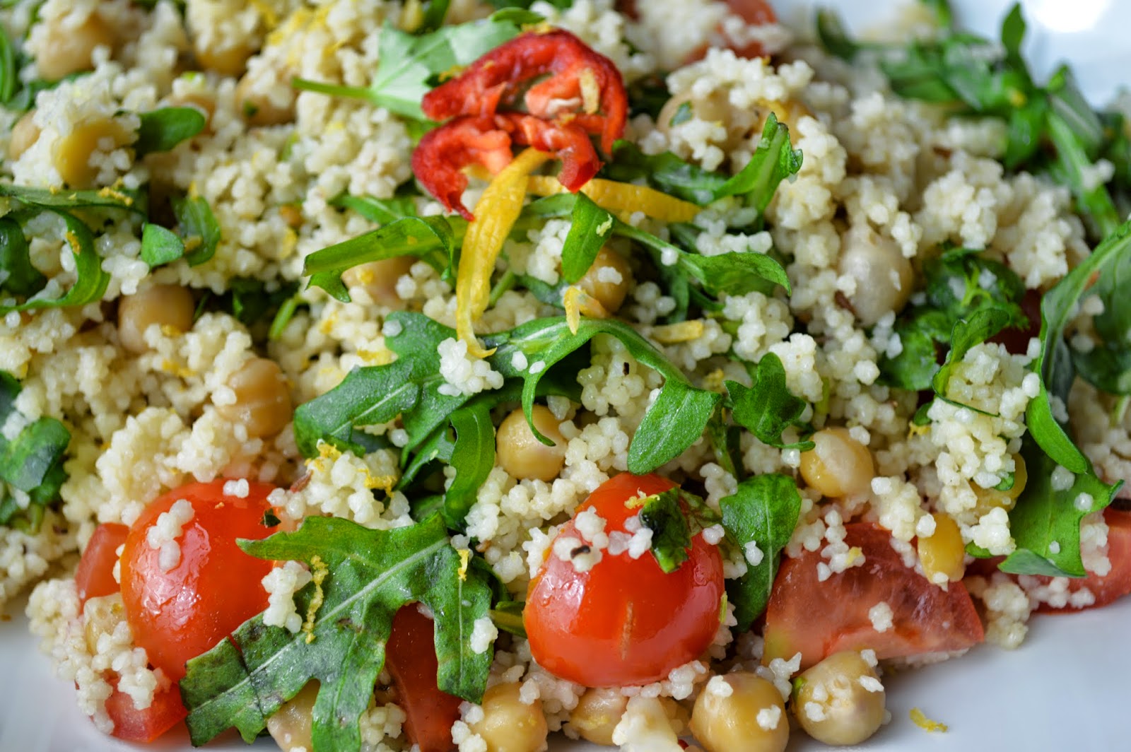 Chick pea, Rocket and cous cous salad with Lemon dressing