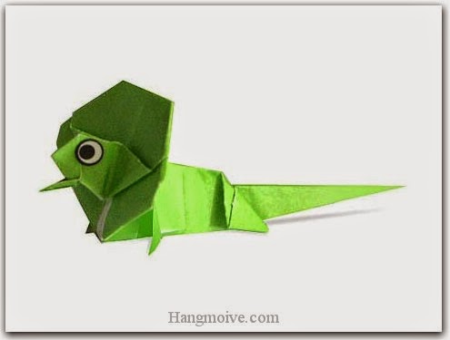 Cách gấp, xếp con thằn lằn cổ diềm bằng giấy origami - Video hướng dẫn xếp hình Động vật - How to fold a Frilled Lizard