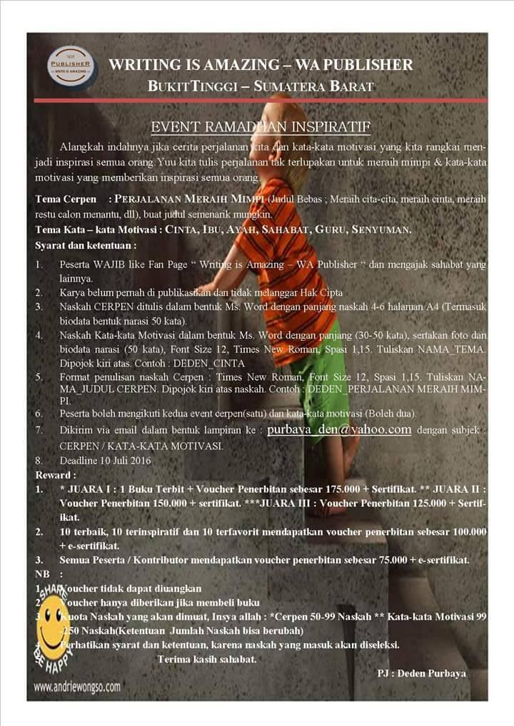 Lomba Menulis Cerpen dan Kata Motivasi Ramadhan