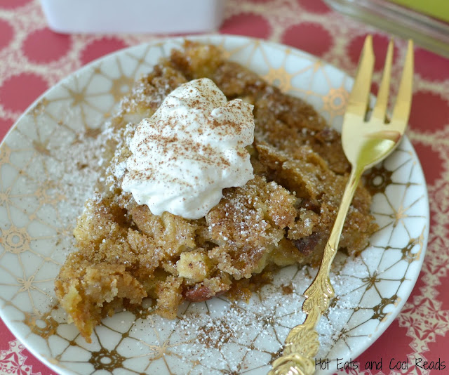 Apple Pecan Pie Recipe from Hot Eats and Cool Reads! This simple and delicious fall dessert is great for any occasion! Great autumn flavors with the apples, nutmeg and cinnamon and topped with some delicious homemade whipped cream!