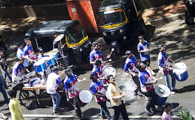 drummers, procession, bandra east, mumbai, india, 
