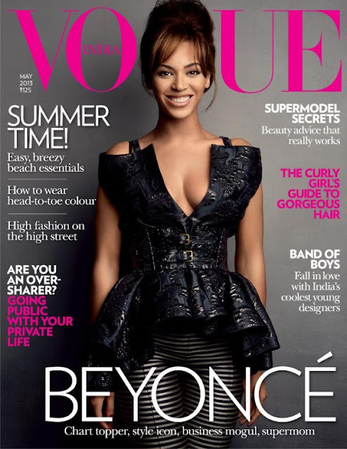 Model Beyonce on the cover of Vogue India May 2013