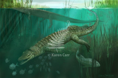 reptilia en el cretacico Pachycheilosuchus