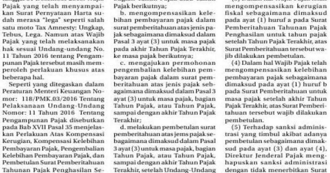 Perlakuan Atas Kompensasi Kerugian Kompensai Kelebihan Pembayaran Pajak Pengembalian Kelebihan Pembayaran Pajak Dan Pembetulan Spt Tahunan Pph Sehubungan Dengan Tax Amnesty Catatan Na Im Perlakuan Atas Kompensasi Kerugian Kompensai Kelebihan Pembayaran Pajak Pengembalian Kelebihan Pembayaran Pajak Dan Pembetulan Spt Tahunan Pph Sehubungan Dengan Tax Amnesty Catatan Na Im