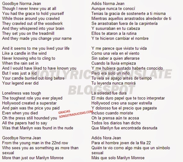 TOP LYRICS TRANSLATED CANCIONES TOP TRADUCIDAS Elton John Candle in the Wind