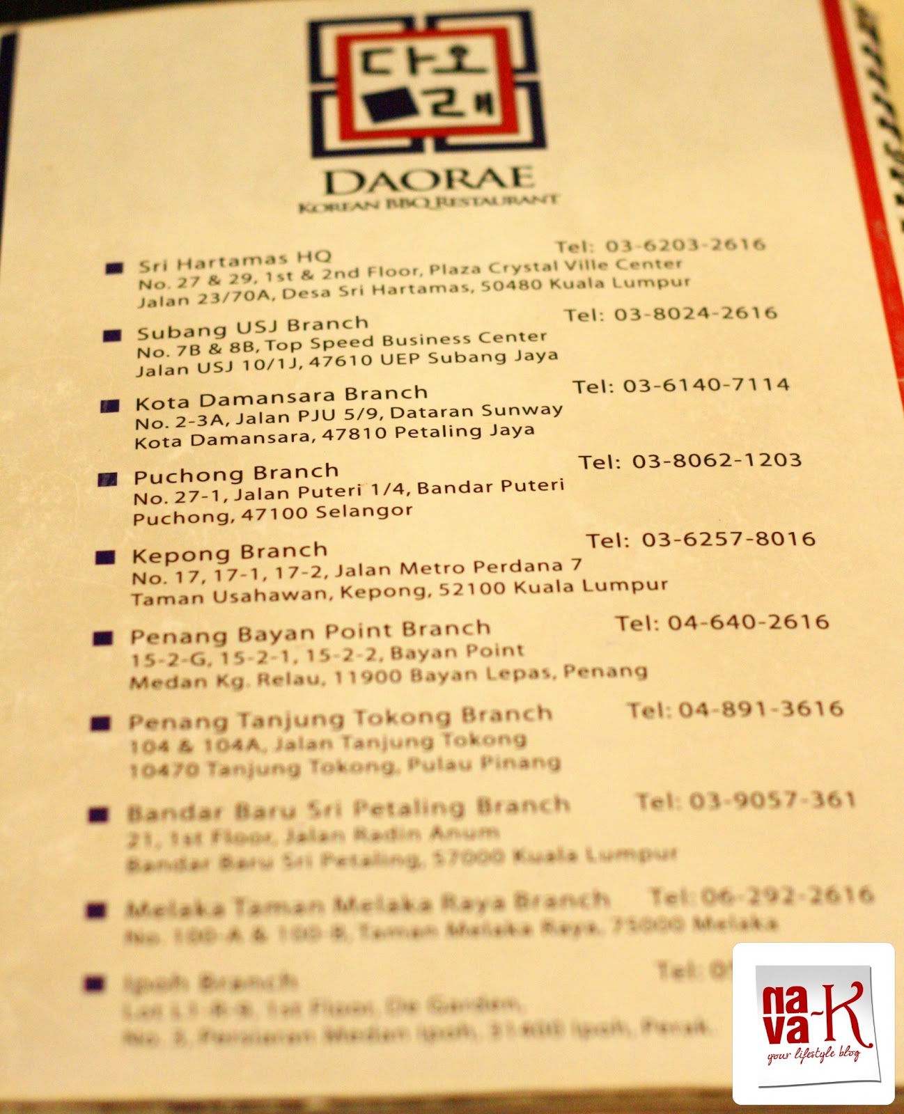 Nava K Daorae Korean Bbq Restaurant Usj Taipan Subang Jaya