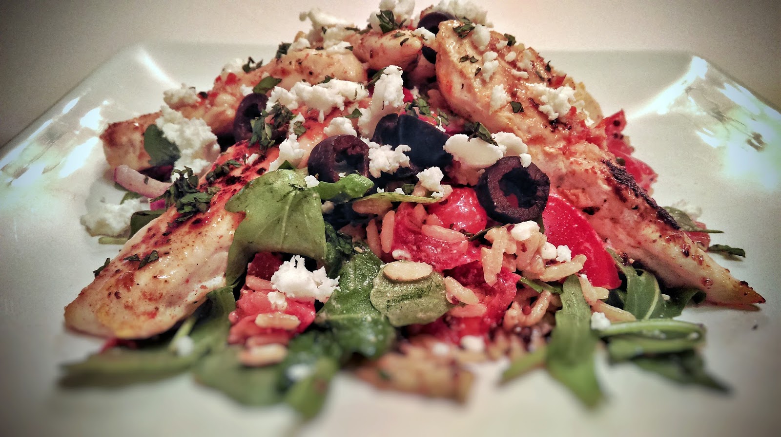A Mouthful of Mark Griddled Chicken with quinoa Greek salad