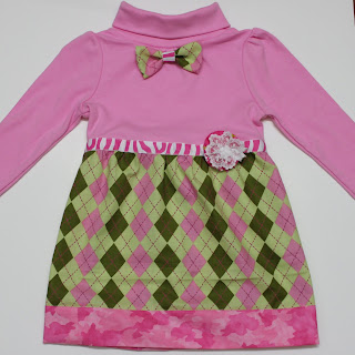 Argyle print pink bow tie dress