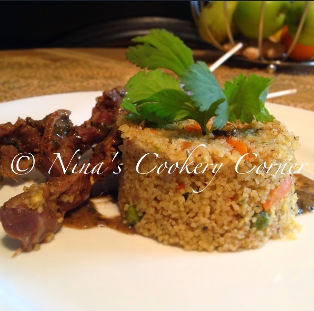 Nina's Cookery Corner Couscous with Gizzard, Coriander and Curry Jus