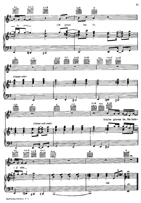 Chicago hard to say im sorry chicago partituras para piano