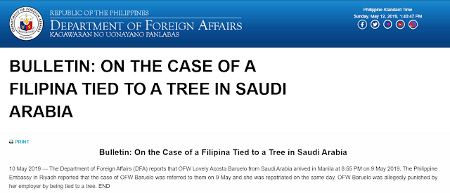 OFW Tied On A Tree In KSA Now Repatriated