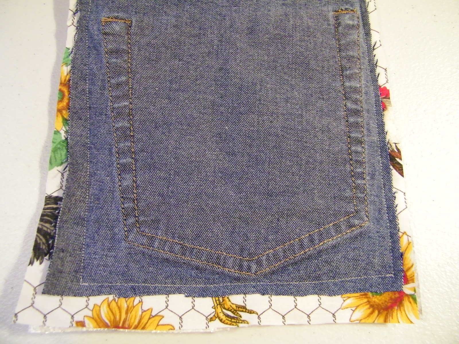a Paisley Sunflower Blue Jean Pocket Pot Holders Tutorial