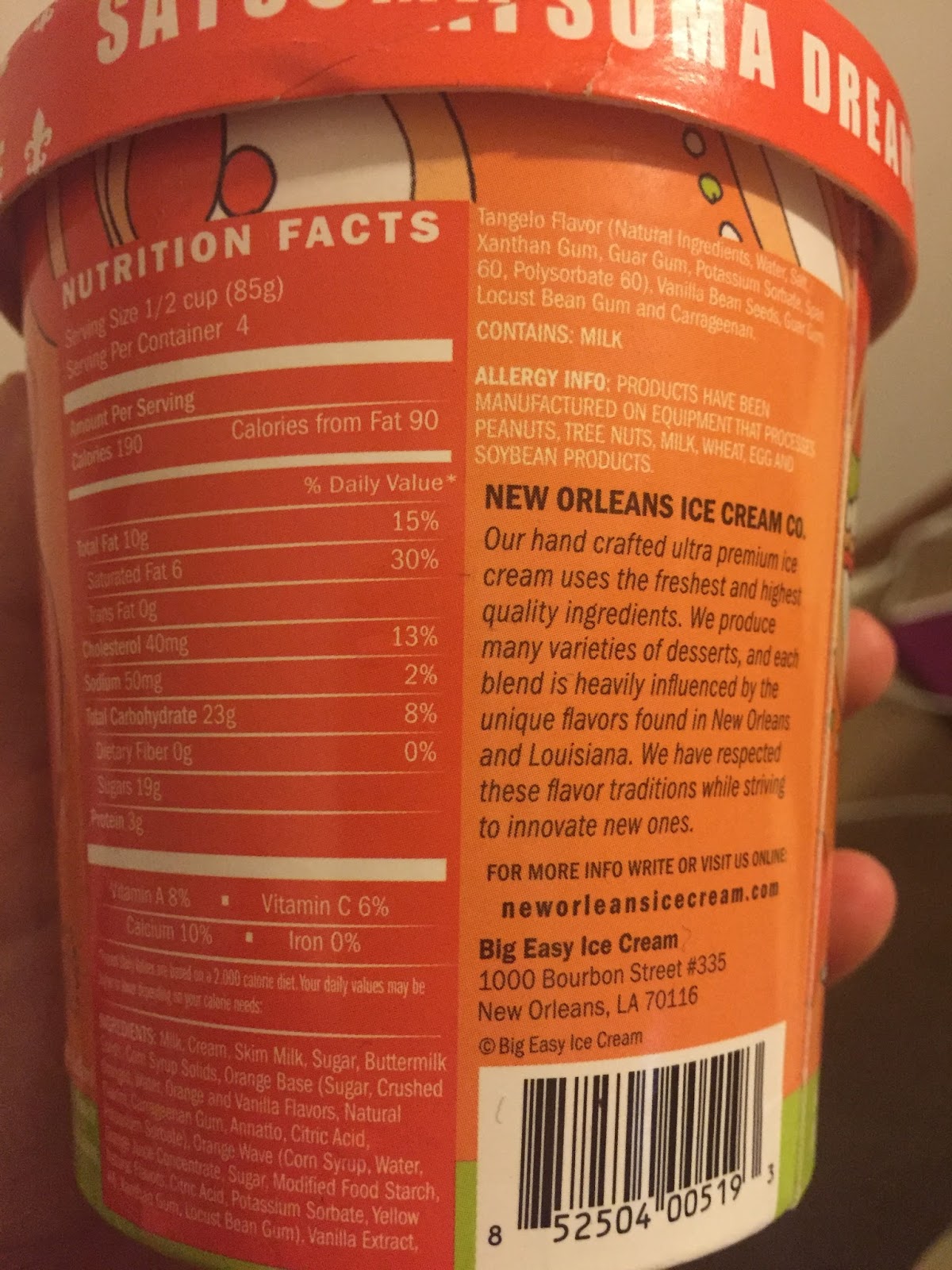 New Orleans Ice Cream Co Satsuma Dreamsicle