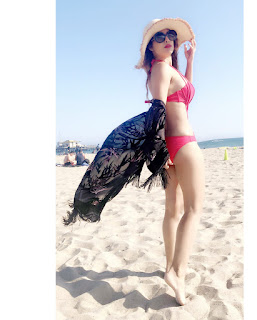 Neha Malik Stunning Actress model looks super cute stunning spicy In Red Bikini In Los Angeles