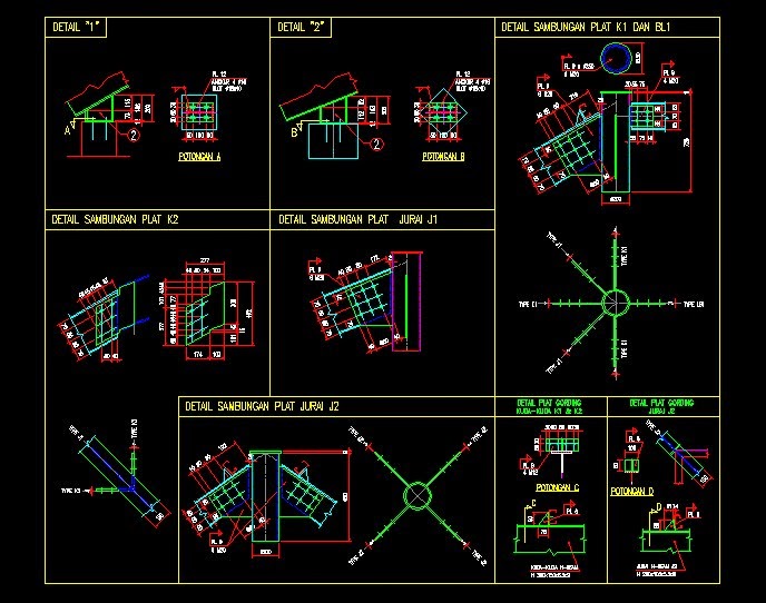 DOWNLOAD GAMBAR AUTOCAD: Gambar AutoCAD Detail Kuda Kuda Baja