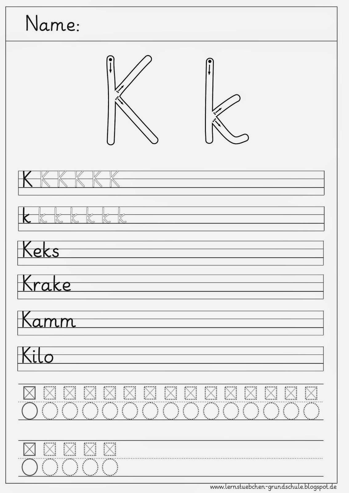 Kann Man Gucken Mit K Schreiben Lernstübchen: Schreibblätter zum K - k
