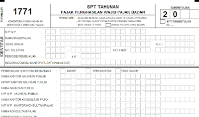 Formulir Spt Tahunan Pph Badan 1771 Cara Lapor Pajak Online