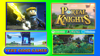 A banner for the review of Portal Knights - an adventure game for PlayStation 4, Xbox One, and Windows computers