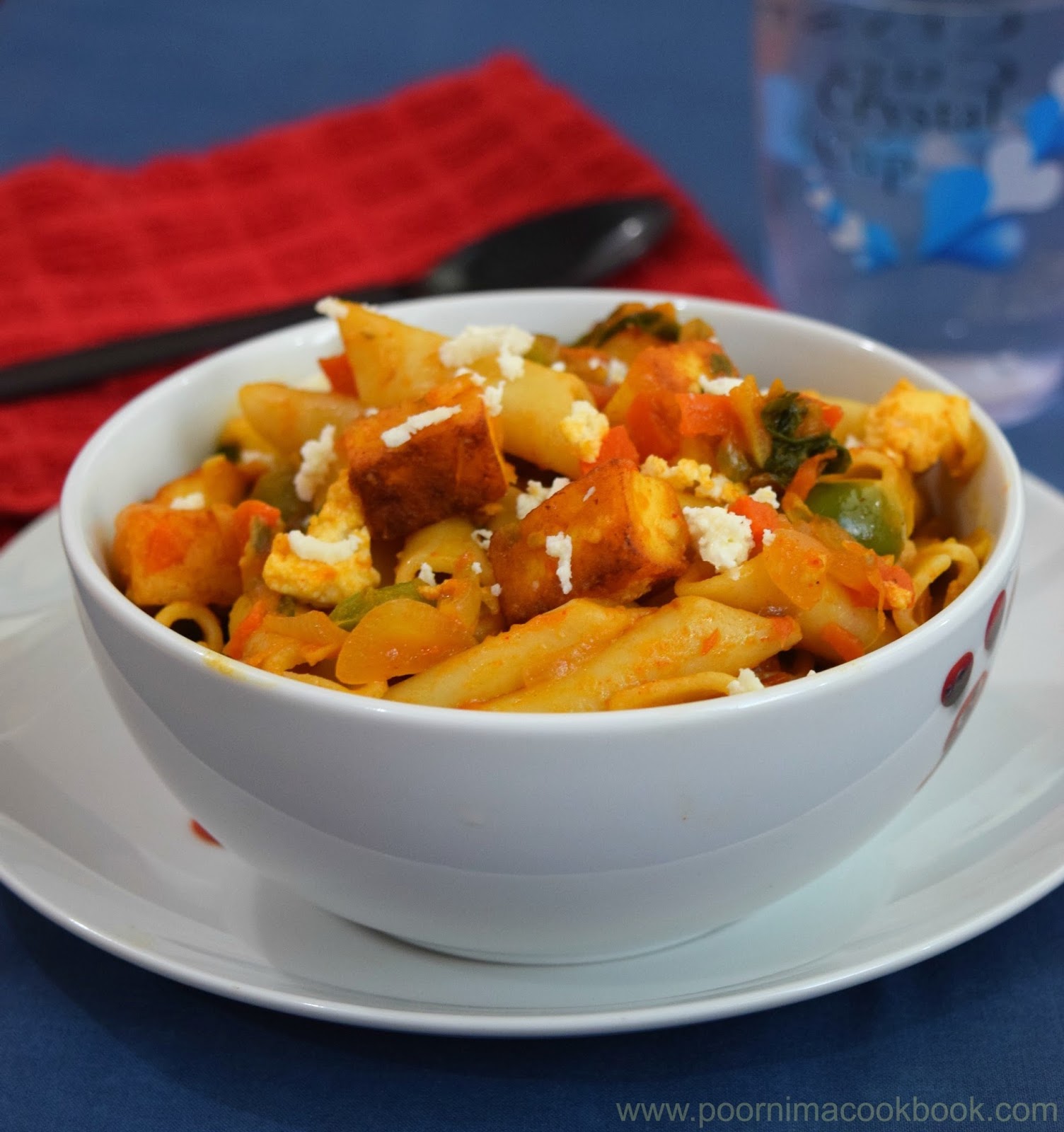 Poornima's Cook Book Spicy Paneer Pasta / Mixed Vegetable Paneer Pasta