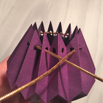 Thread into the centre to close Origami Lantern.  Tutorial using Silhouette Cameo by Nadine Muir from Silhouette UK Blog