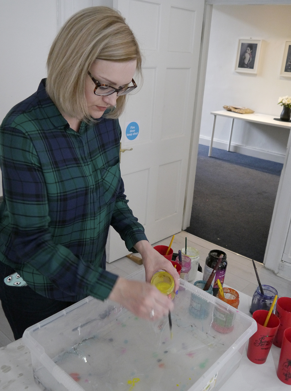 Testing out colours for fabric marbling for underwear at Hill Street Design House Mischke Lingerie, Hill Street Deisgn House, silk marbling technique, silk marbling workshop, lingerie making workshop, Edinburgh events, craft blog, how to