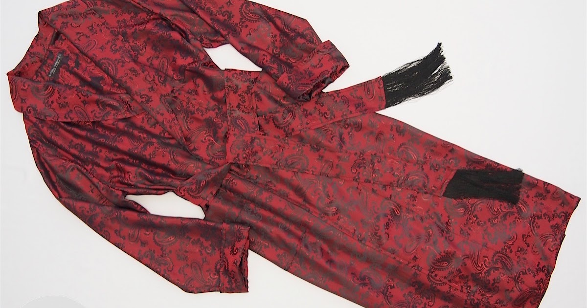 Men's Red Paisley Silk Dressing Gown with Tassels
