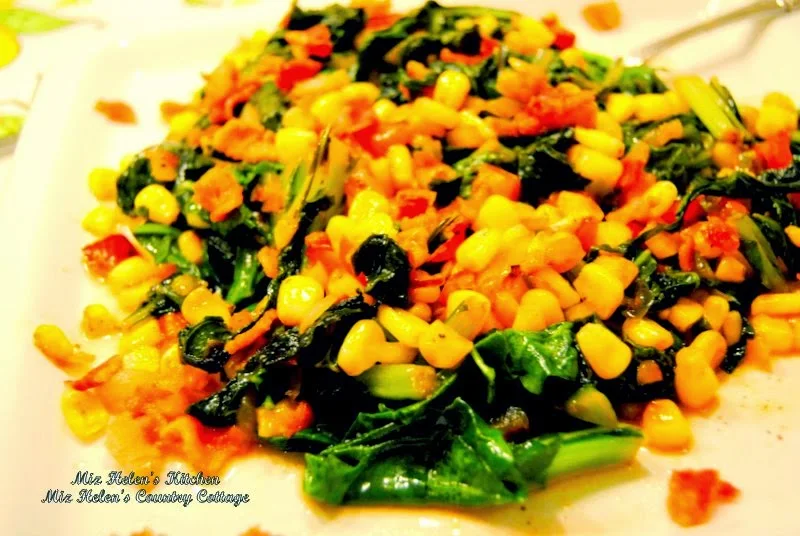 Mustard Greens and Corn Skillet at Miz Helen's Country Cottage
