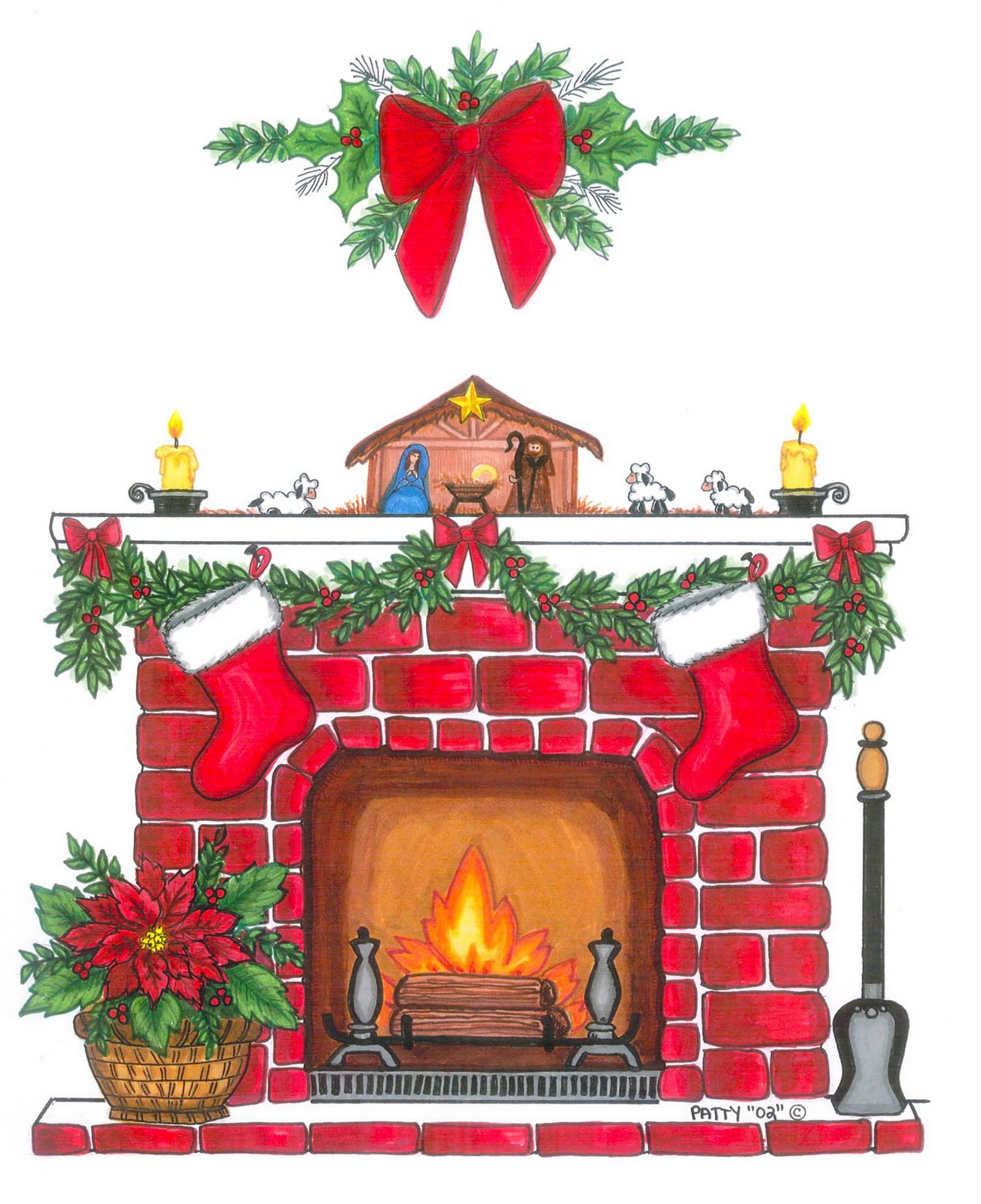 free clipart christmas fireplace - photo #10